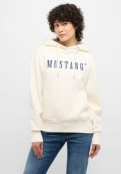MUSTANG MARGO DAMSKA BLUZA WKŁADANE PRZEZ GŁOWĘ Z KAPTUREM LOGO WHISPER WHITE 1013934 2013. Białe bluzy Mustang, m, bez wzorów, z kapturem. Za 189.99 zł.