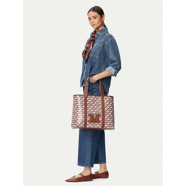 Torebka Max Mara Beachwear. Brązowe shopper Max Mara Beachwear, bez wzorów, bez dodatków. Za 561.99 zł.