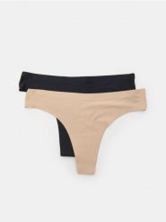 Bezszwowe majtki stringi 2 pack - kremowy. Białe stringi Sinsay, bez wzorów. Za 12.99 zł.