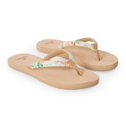 Japonki damskie Rip Curl Freedom Bloom Open Toe. Brązowe klapki RIPCURL, bez wzorów, z otwartym noskiem, bez obcasa. Za 97.99 zł.