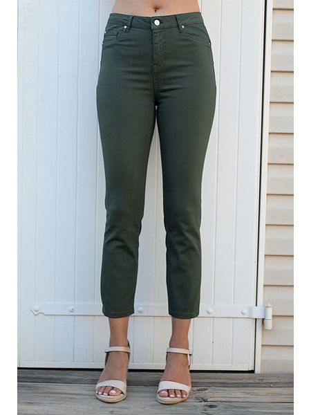 Bleu d'Azur Dżinsy "Paula" w kolorze khaki rozmiar: 48. Brązowe jeansy Bleu d'Azur, z aplikacjami, z standardowym stanem. Za 135.49 zł.