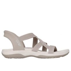 Sandały damskie Skechers Reggae Slim Stretch Flex. Brązowe sandały Skechers, bez wzorów, z materiału, bez obcasa, bez zapięcia. Za 313.50 zł.