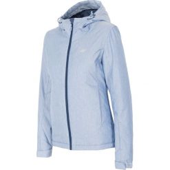 Kurtka narciarska damska KUDN301Z - denim melanż. Brązowe kurtki narciarskie 4f, m, bez wzorów, z denimu, z kapturem, narciarskie. W wyprzedaży za 149.99 zł.