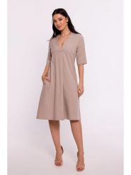 Be Wear Sukienka w kolorze beżowym rozmiar: L. Brązowe sukienki Be Wear, l, bez wzorów, bez kołnierzyka, bez ramiączek, midi. Za 180.49 zł.