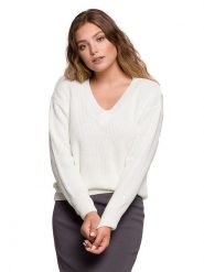 Be Wear Sweter w kolorze kremowym rozmiar: S/M. Brązowe swetry Be Wear, m, bez wzorów, ze splotem, bez ramiączek. Za 203.95 zł.