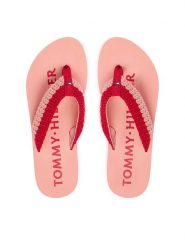 Tommy Hilfiger Japonki CROCHET SUMMER SANDA FW0FW09417 Różowy. Czerwone klapki TOMMY HILFIGER, bez wzorów, z materiału, bez obcasa. Za 169.99 zł.