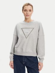Guess Bluza W5YQ04 KC8I0 Szary Regular Fit. Szare bluzy Guess, xxl, z aplikacjami, z bawełny, bez kaptura. Za 299.99 zł.