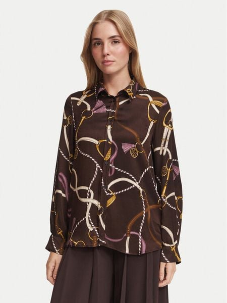 Marella Koszula Emme by Marella Parole 2625116102 Brązowy ciemny Regular Fit. Brązowe koszule Marella, bez wzorów, z wiskozy, bez kołnierzyka, bez ramiączek. Za 584.99 zł.