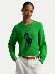 Polo Ralph Lauren Sweter 211A96234003 Zielony Relaxed Fit. Zielone swetry Polo Ralph Lauren, m, bez wzorów, z bawełny, bez ramiączek. Za 1,239.00 zł.