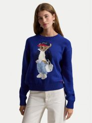 Polo Ralph Lauren Sweter 211A96238001 Niebieski Relaxed Fit. Niebieskie swetry Polo Ralph Lauren, xxl, bez wzorów, z bawełny, bez ramiączek. Za 2,698.99 zł.