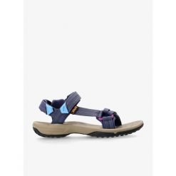 Sandały turystyczne damskie Teva Terra Fi Lite. Niebieskie sandały Teva, bez wzorów, sportowe, bez obcasa, bez zapięcia. Za 266.99 zł.