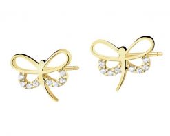 Złote kolczyki z cyrkoniami - ważki. Żółte kolczyki Apart, z cyrkonią, złote. Za 719.00 zł.