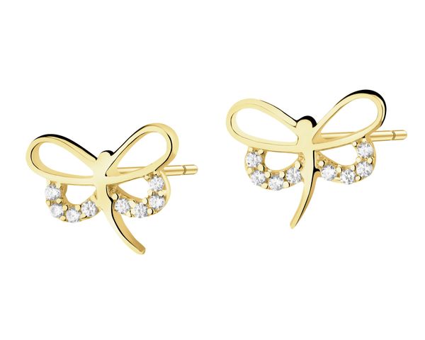 Złote kolczyki z cyrkoniami - ważki. Żółte kolczyki Apart, z cyrkonią, złote. Za 719.00 zł.