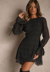 Czarna Sukienka Vices Ozdobiona Transparentnymi Rękawami i Kropkami Celziva. Czarne sukienki Renee, na co dzień, l, bez wzorów, z koronki, eleganckie, bez kołnierzyka, bez ramiączek, mini, dopasowane. Za 109.99 zł.