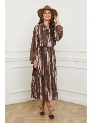 L'armoire de Suzette Sukienka w kolorze brązowo-kremowym rozmiar: 38/40. Brązowe sukienki L'armoire de Suzette, l, bez wzorów, klasyczne, bez kołnierzyka, bez ramiączek, maxi. Za 179.64 zł.