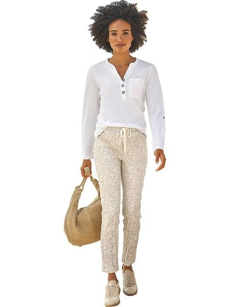 Heine Koszulka w kolorze kremowym rozmiar: 40. Brązowe bluzki Heine, bez wzorów, bez kołnierzyka, bez ramiączek. Za 56.93 zł.