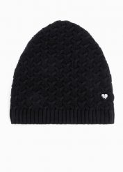 Czapka z domieszką kaszmiru. Czarne czapki bonprix, z aplikacjami, z kaszmiru. Za 54.99 zł.