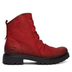 Botki Josef Seibel. Czerwone botki Josef Seibel, bez wzorów, bez obcasa, na płaskiej podeszwie, bez zapięcia. Za 509.99 zł.