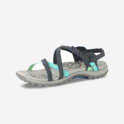 Sandały turystyczne Jacardia damskie. Niebieskie sandały Merrell, bez wzorów, z kauczuku, sportowe, bez obcasa, bez zapięcia. Za 349.99 zł.