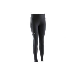 Legginsy do biegania długie RUN DRY damskie. Czarne legginsy KALENJI, l, bez wzorów, z elastanu, długie. Za 39.99 zł.