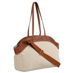 Duża torba damska wykonana ze skóry naturalnej i włókna poliamidowego w beżowo-brązowym kolorze Peterson PTN CAN-01. Brązowe shopper Peterson, bez wzorów, z poliamidu, duże, bez dodatków. Za 139.99 zł.