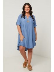 Curvy Lady Sukienka w kolorze niebieskim rozmiar: 40/42. Niebieskie sukienki Curvy Lady, bez wzorów, klasyczne, bez kołnierzyka, bez ramiączek, midi. Za 114.45 zł.