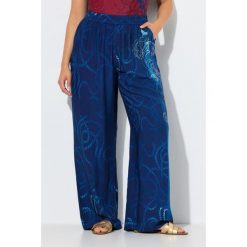 Damskie Spodnie palazzo wzór w sznurki szeroka nogawka elastyczny pas. Niebieskie spodnie dresowe Ulla Popken, plus size, bez wzorów, z materiału. Za 239.99 zł.
