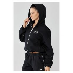 Damska bluza sportowa oversize Rough Radical Trip Hoodie Zip. Czarne bluzy ROUGH RADICAL, bez wzorów, bez kaptura. W wyprzedaży za 169.99 zł.