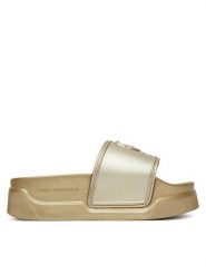 KARL LAGERFELD Klapki Kondominium KL88819 Złoty. Żółte klapki KARL LAGERFELD, bez wzorów, z tworzywa sztucznego, bez obcasa. Za 349.99 zł.