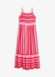 Sukienka na ramiączkach z lejącej wiskozy. Czerwone sukienki bonprix, na lato, bez wzorów, z wiskozy, bez kołnierzyka, bez ramiączek. Za 139.99 zł.