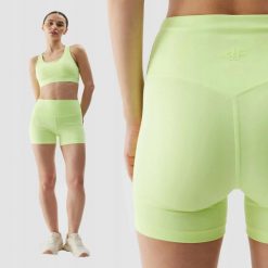 SPODENKI DAMSKIE 4F TRENINGOWE LEGGINSY KRÓTKIE KOLARKI KRÓTKIE KOLOR ZIELONY. Zielone legginsy 4f, l, bez wzorów, z materiału, krótkie. Za 99.99 zł.