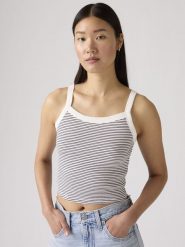 Levi's Top w kolorze biało-czarnym rozmiar: M. Białe topy Levi's®, m, bez wzorów, z bawełny, bez kołnierzyka, bez ramiączek. Za 66.47 zł.
