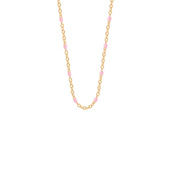 Naszyjnik 42+5 cm, różowa emalia, pozłacany. Żółte naszyjniki Lilou, pozłacane. Za 149.00 zł.