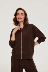 Rozpinana bluza brązowa. Brązowe bluzy MOODO, l, bez wzorów, z elastanu, bez kaptura. Za 139.99 zł.