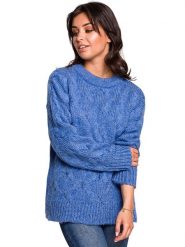 Be Wear Sweter w kolorze niebieskim rozmiar: S/M. Niebieskie swetry Be Wear, m, bez wzorów, z wełny, bez ramiączek. Za 205.95 zł.