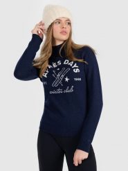 4F Golf z wełną damski - granatowy M. Niebieskie golfy 4f, m, bez wzorów, z wełny, bez ramiączek. Za 199.99 zł.