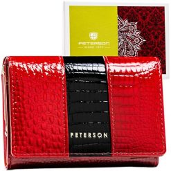 Portfel damski Peterson PTN PH30-3-RS czerwony. Czerwone portfele Peterson, bez wzorów, ze skóry. Za 94.05 zł.