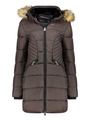 Geographical Norway Płaszcz pikowany w kolorze brązowym rozmiar: S. Brązowe płaszcze Geographical Norway, s, bez wzorów, bez kaptura. Za 220.63 zł.