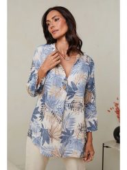 Le Monde du Lin Lniana tunika w kolorze kremowo-błękitnym rozmiar: 38/40. Brązowe tuniki Le Monde du Lin, bez wzorów, ze lnu, klasyczne, bez kołnierzyka, bez ramiączek. Za 130.99 zł.