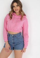 Różowa Bluza Chlororeia. Czerwone bluzy Born2be, l, bez wzorów, z dzianiny, z kapturem. Za 34.99 zł.