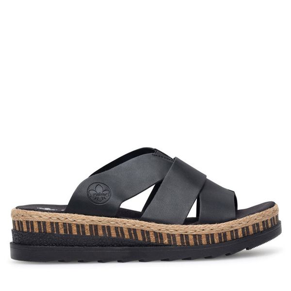 Espadryle Rieker. Czarne espadryle Rieker, bez wzorów, bez obcasa, bez zapięcia. Za 289.99 zł.