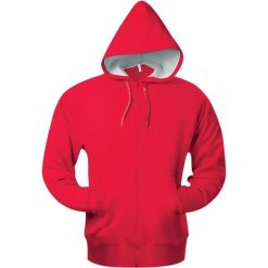 Bluza z kapturem z kieszeniami kangurkami Kariban. Czerwone bluzy KARIBAN, m, bez wzorów, z bawełny, z kapturem. Za 267.00 zł.