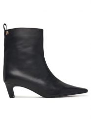 Tommy Hilfiger Botki Kitten Heel Leather Ankle Boot FW0FW09669 Czarny. Czarne botki TOMMY HILFIGER, bez wzorów, ze skóry, bez obcasa, na słupku, bez zapięcia. Za 749.99 zł.
