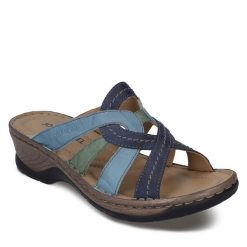 Klapki Josef Seibel. Niebieskie klapki Josef Seibel, bez wzorów, bez obcasa. Za 259.99 zł.