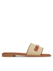 Nine West Klapki 678322-84 Beżowy. Brązowe klapki Nine West, bez wzorów, z materiału, bez obcasa. Za 149.99 zł.