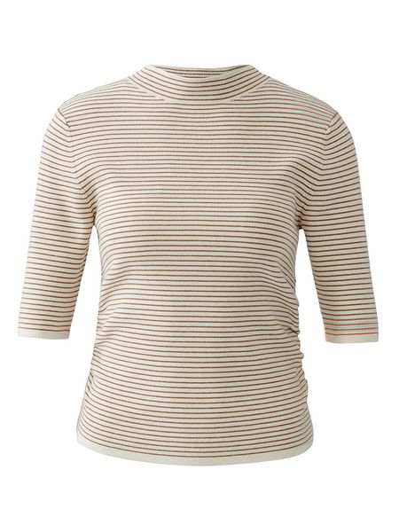 Oui Sweter w kolorze biało-jasnobrązowym rozmiar: 40. Białe swetry Oui, bez wzorów, bez ramiączek. Za 260.99 zł.