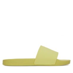 Klapki Calvin Klein Jeans. Żółte klapki Calvin Klein Jeans, bez wzorów, z jeansu, bez obcasa. Za 129.99 zł.