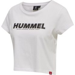 Damska koszulka crop top Hummel Legacy. Białe bluzki Hummel, s, bez wzorów, sportowe, bez kołnierzyka, bez ramiączek. Za 55.00 zł.