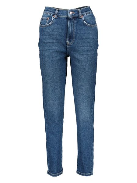 Gina Tricot Dżinsy - Mom fit - w kolorze niebieskim rozmiar: 32. Niebieskie jeansy Gina Tricot, bez wzorów, z podwyższonym stanem. Za 45.86 zł.