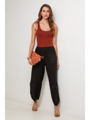 Lin Passion Lniane spodnie w kolorze czarnym rozmiar: 36/38. Czarne spodnie materiałowe Lin Passion, bez wzorów, ze lnu, z standardowym stanem. Za 130.99 zł.